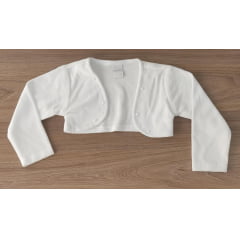 Bolero Infantil Soft Branco C/ Pérolas Sem Botão Confort