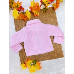 Casaco Infantil Rosa Claro de Lã Teddy Forrado