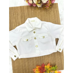 Jaqueta Infantil Marfim Sarja Casual Festas Luxo