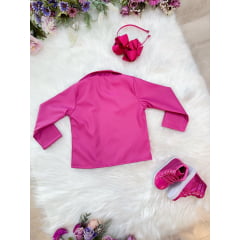 Jaqueta infantil Pink Com Forro Luxo Couro Sintético