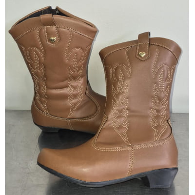 Bota infantil Boiadeira Texana Caramelo Com Zíper e Salto