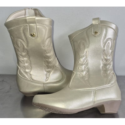 Bota infantil Boiadeira Texana Com Zíper e Salto Dourado Bota infantil Boiadeira Texana Com Zíper e Salto Dourado