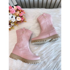 Bota infantil Boiadeira Texana Rosa Claro Com Zíper Luxo