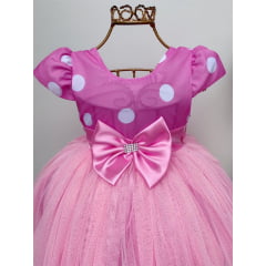 Vestido Infantil Rosa Minnie Luxo Festas de Princesas
