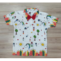 Camisa Aquarela Com Gravatinha Festas Luxo