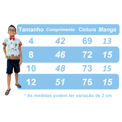 Camisa Infantil Branca Com Botões e Gravatinha Aquarela