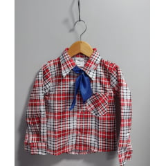 Camisa Xadrez Junino Caipira Arraiá Vermelho Com Gravata