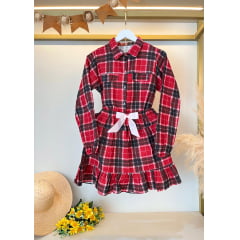 Conjunto Flanela Adulto Junino Camisa e Saia Xadrez Vermelho Colorido