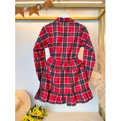 Conjunto Flanela Adulto Junino Camisa e Saia Xadrez Vermelho Colorido