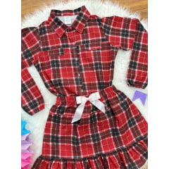 Conjunto Flanela Adulto Junino Camisa e Saia Xadrez Vermelho Colorido