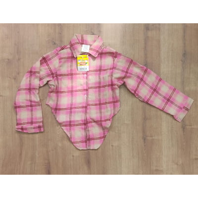 Camisete e Saia Infantil de Flanela Xadrez Rosa Chiclete