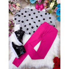 Conjunto de Moletom Blusa Cinza e Calça Pink Love