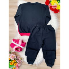 Conjunto de Moletom Blusa e Calça Preto C/ Pink