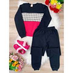 Conjunto de Moletom Blusa e Calça Preto C/ Pink