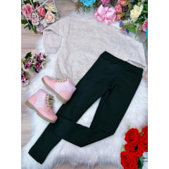 Conjunto de Moletom Blusa Mescla e Calça Legging Preto