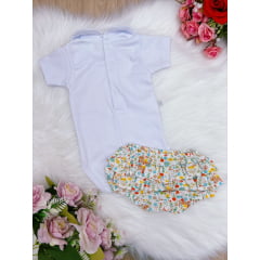 Conjunto Infantil Blusa Calcinha Branco e Marfim