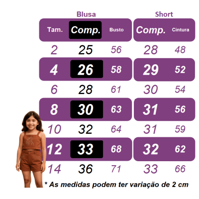 Conjunto Infantil Blusa e Short Sarja Marron Casual Boiadeira