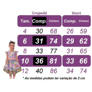 Conjunto Infantil Cropped e Saia Colorido Bobbie goods Festas