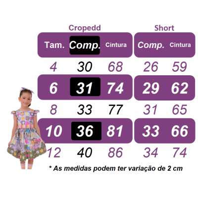 Conjunto Infantil Cropped e Short Colorido Bobbie goods Festas