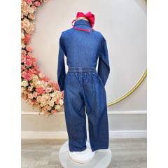 Conjunto infantil Jeans Azul Com Camisa e Calça Casual Luxo