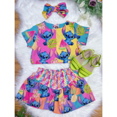 Conjunto Infantil Lilo e Stitch Rosa Luxo Festas