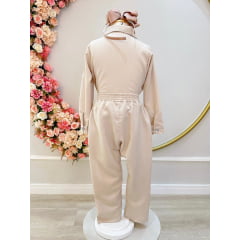 Conjunto infantil Nude Com Camisa e Calça Casual Luxo