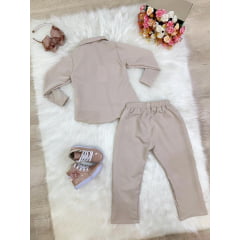 Conjunto infantil Nude Com Camisa e Calça Casual Luxo