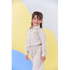 Conjunto infantil Nude Com Camisa e Calça Casual Luxo