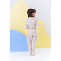 Conjunto infantil Nude Com Camisa e Calça Casual Luxo