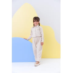 Conjunto infantil Nude Com Camisa e Calça Casual Luxo