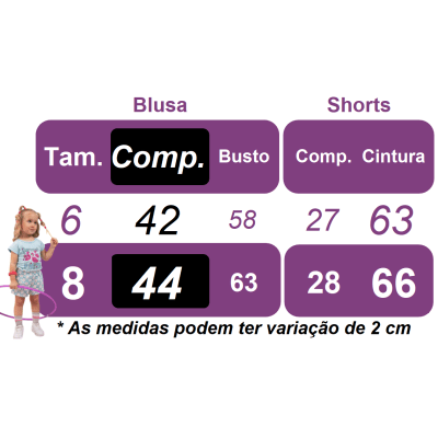 Conjunto Meninas Blusa e Shorts Marfim Com Estampas Coloridas