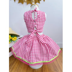 Conjunto Meninas Junino Caipira Rosa Xadrez Cropped Com Saia