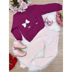 Conjunto Moletom C/ Calça Pink Gatinha Fofa