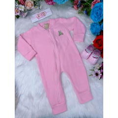 Macacão Soft Com Zíper Rosa Bebê Meu Ursinho