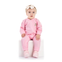 Macacão Soft Com Zíper Rosa Bebê Meu Ursinho