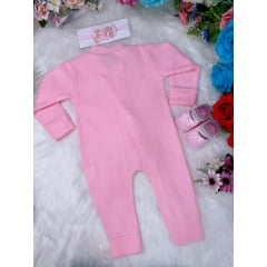 Macacão Soft Com Zíper Rosa Bebê Meu Ursinho