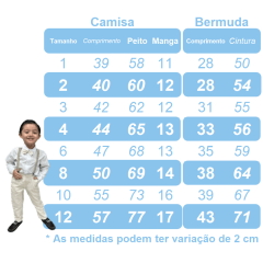 Conjunto Camisa Branca Estampada Com Bermuda Cinza de Cordão