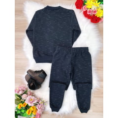 Conjunto de Moletom Blusa Com Zíper e Calça Preto