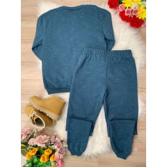 Conjunto de Moletom Blusa e Calça Azul Petróleo New York