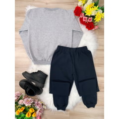 Conjunto de Moletom Blusa e Calça Preto e Cinza New York