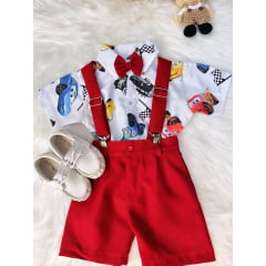 Conjunto do Relâmpago McQueen Carros Com Short Susp.e Camisa