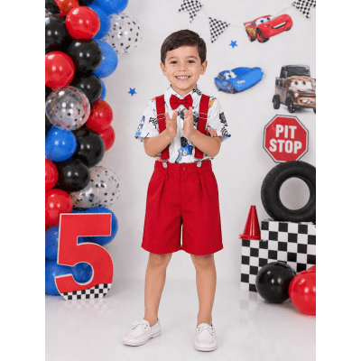 Conjunto do Relâmpago McQueen Carros Com Short Susp.e Camisa