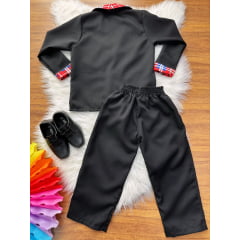 Conjunto Infantil Fantasia do Noivo Junino Festa Preto