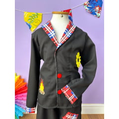 Conjunto Infantil Fantasia do Noivo Junino Festa Preto
