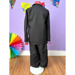 Conjunto Infantil Fantasia do Noivo Junino Festa Preto