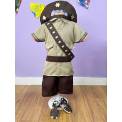 Conjunto Infantil Fantasia Junino Cangaceiro Lampião Marrom