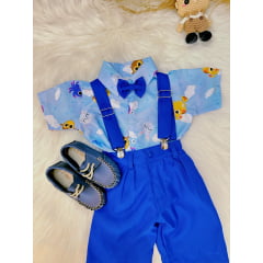 Conjunto Meninos do Bolofofos Azul Com Short Susp.e Camisa