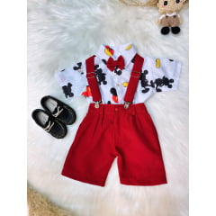 Conjunto Meninos do Mickey Mouse Com Short Susp.e Camisa