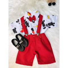 Conjunto Meninos do Mickey Mouse Com Short Susp.e Camisa