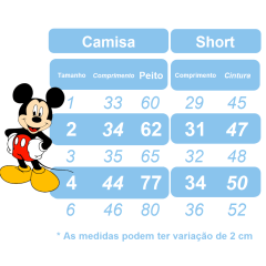 Conjunto Meninos do Mickey Mouse Com Short Susp.e Camisa